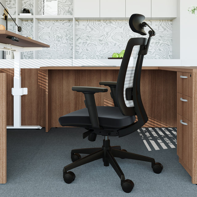 🪑 + 🖥️Ergonomic Office Chair & L-Shape Executive Standing Desk Bundle – Complete Workspace Solution