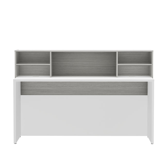 Modern Manufactured Wood Reception Desk With Open Shelves