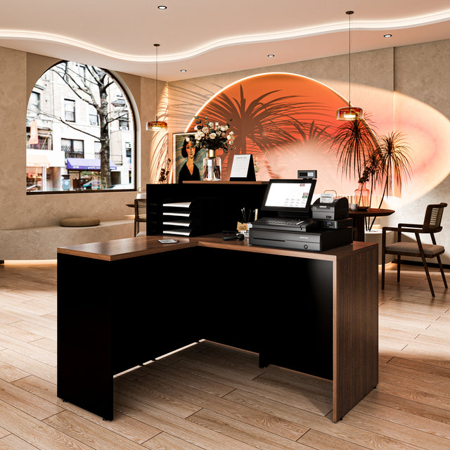 L-Shaped Manufactured Wood Reception Desk
