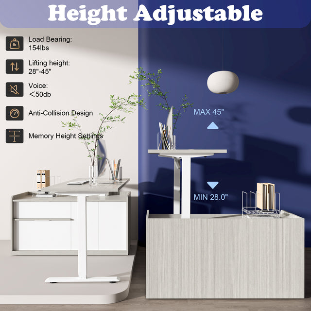Height Adjustable L-Shaped Standing Desk