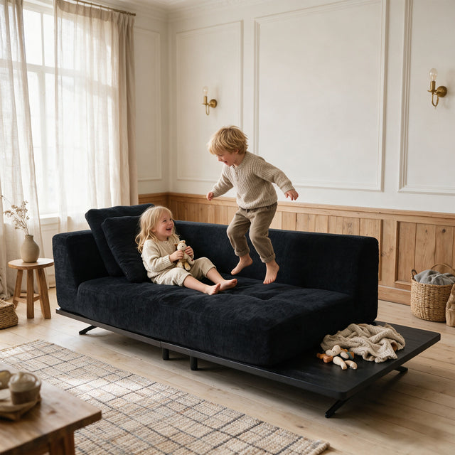 101" Boneless Couch with Raised Base, Deep Seat Cloud Sofa, Easy Clean,Modular Boneless Couch with Raised Platform Base