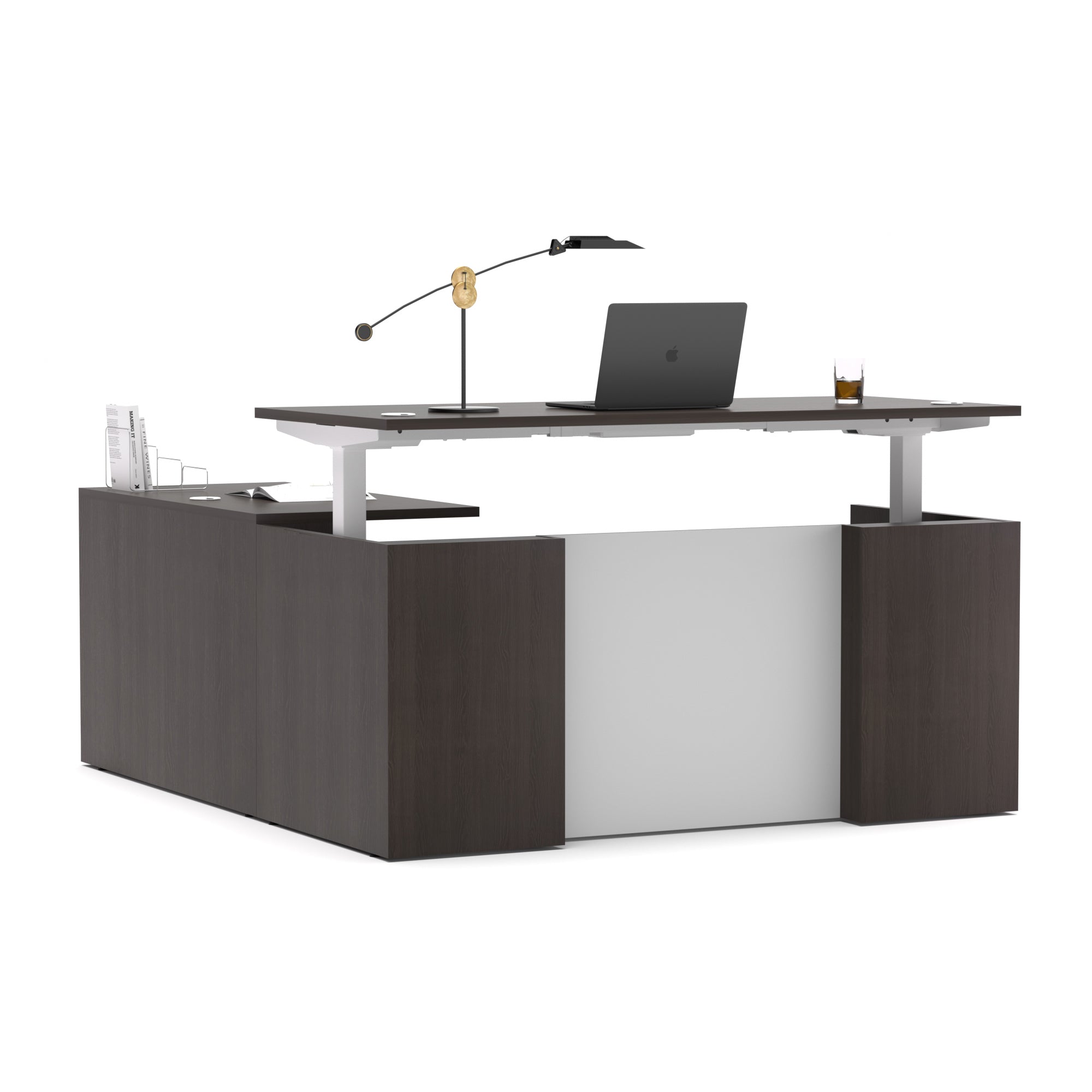 L-Shaped Height Adjustable Executive Standing Desk with Dual Motor