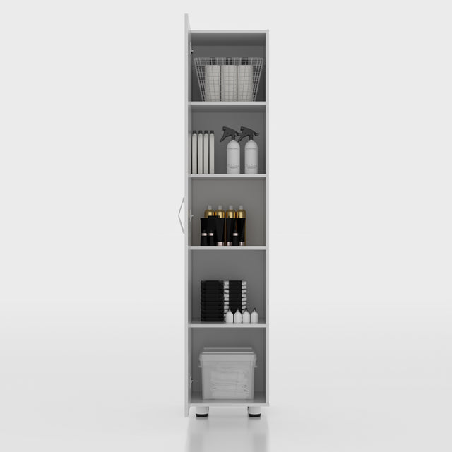 75"H Narrow Pantry Storage Cabinet Single Door with Adjustable Shelves, Freestanding Utility Organizer for Garage, Laundry Room, Pantry, or Office