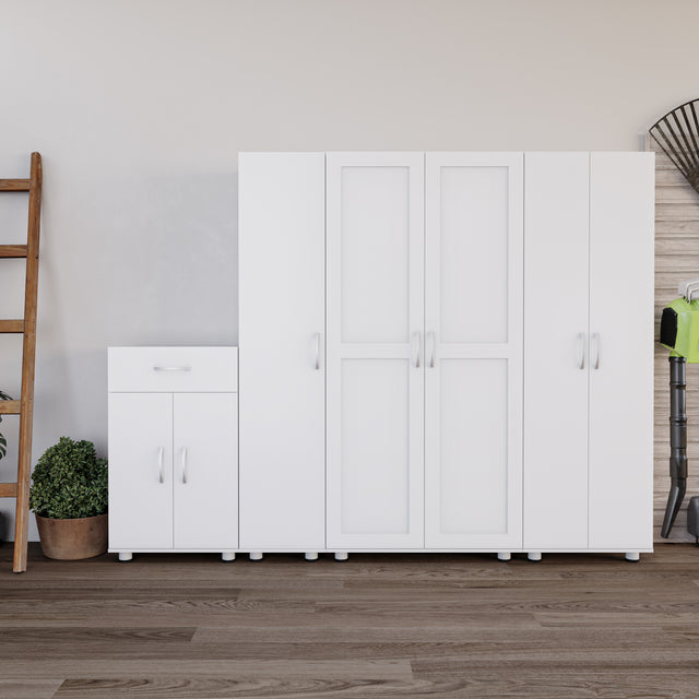 75" Tall Garage Storage Cabinet with 3 Adjustable Shelves, Freestanding Tall Utility Cabinet with Doors for Garage, Laundry Room, Pantry, or Office