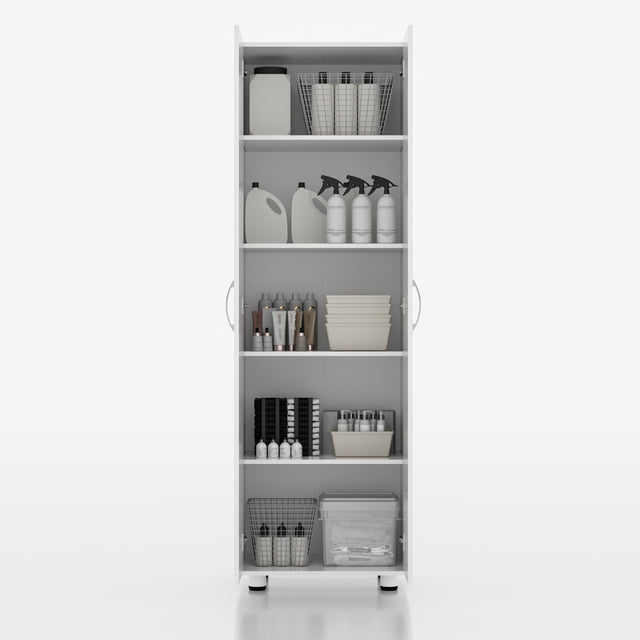 75" Tall Garage Storage Cabinet with Adjustable Shelves, White Freestanding Cabinet for Garage, Laundry Room, Pantry, Kitchen, Pantry, or Workshop