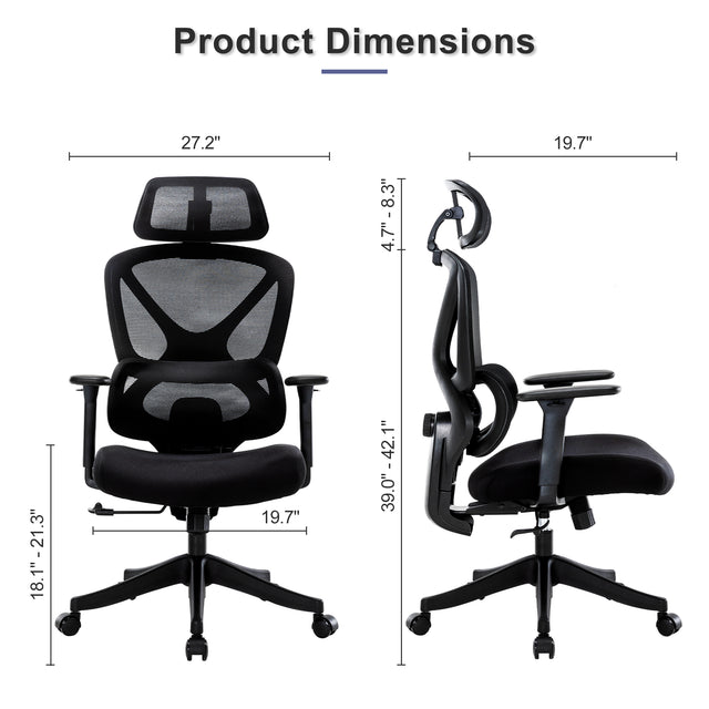 ALFA Ergonomic Adjustable Mesh Office Chair with Neck Support Headrest, Multi-use 4D Adjustable Armrests