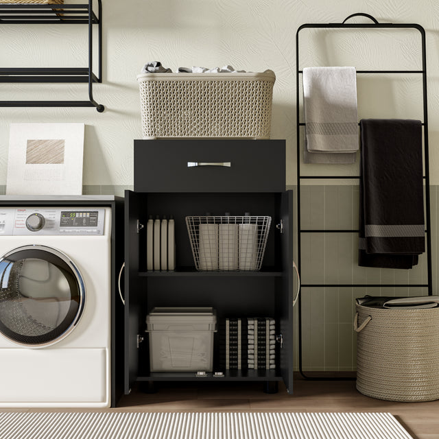 Base Cabinet with Drawer and Adjustable Shelf, Freestanding Utility Storage Base Pantry for Garage, Laundry Room, Kitchen or Workshop