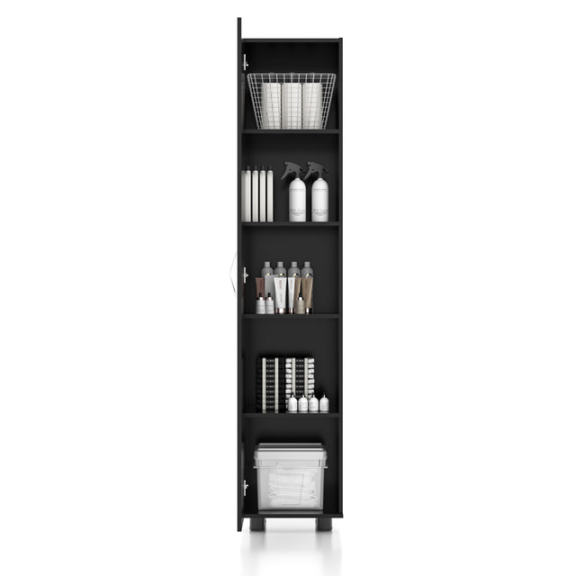 75"H Narrow Pantry Storage Cabinet Single Door with Adjustable Shelves, Freestanding Utility Organizer for Garage, Laundry Room, Pantry, or Office