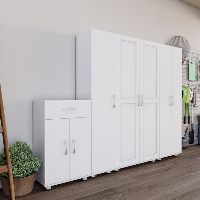 75" Tall Garage Storage Cabinet with 3 Adjustable Shelves, Freestanding Tall Utility Cabinet with Doors for Garage, Laundry Room, Pantry, or Office