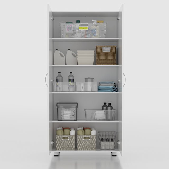 75" Tall Garage Storage Cabinet with 3 Adjustable Shelves, Freestanding Tall Utility Cabinet with Doors for Garage, Laundry Room, Pantry, or Office