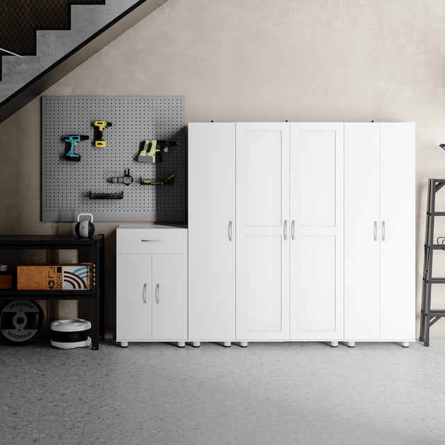 75" Tall Garage Storage Cabinet with 3 Adjustable Shelves, Freestanding Tall Utility Cabinet with Doors for Garage, Laundry Room, Pantry, or Office