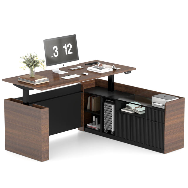 70.9”L-Shape Executive Standing Desk, Snap-Lock &Built-In Power Outlet,70.9”L-Shape Executive Standing Desk, Snap-Lock &Built-In Power Outlet
