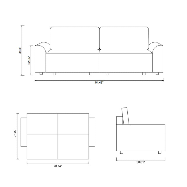 94" 3-in-1 Pull-Out Sleeper Sofa Bed for Living Room, Chenille Olive Green