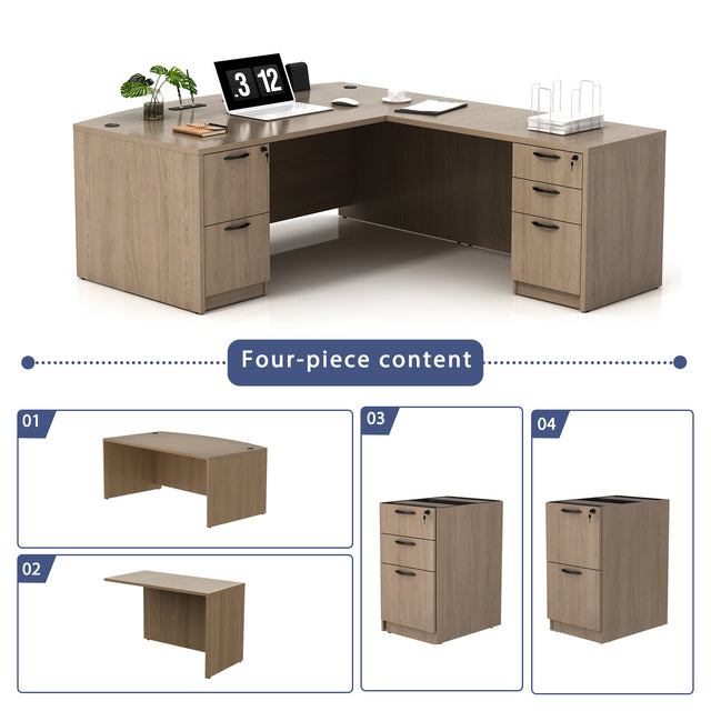GINO Collection | Modern Bow Front L-shaped Executive Desk