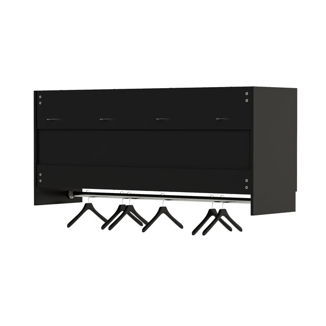 54”Wall Mounted Cabinet with Hanging Rod | 3-Door Storage Cabinet with Adjustable Shelf, Hanging Storage Cupboard for Laundry Room, Mudroom, Garage, Kitchen