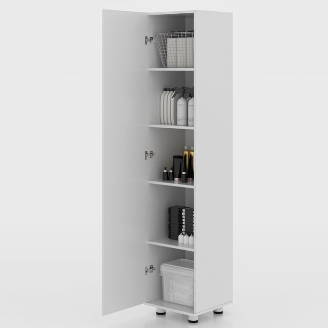 75"H Narrow Pantry Storage Cabinet Single Door with Adjustable Shelves, Freestanding Utility Organizer for Garage, Laundry Room, Pantry, or Office