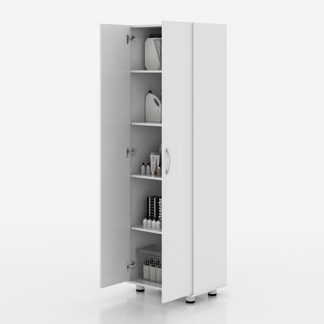 75" Tall Garage Storage Cabinet with Adjustable Shelves, White Freestanding Cabinet for Garage, Laundry Room, Pantry, Kitchen, Pantry, or Workshop