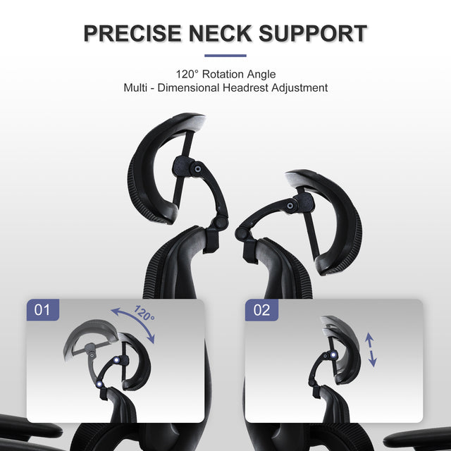 ALFA Ergonomic Adjustable Mesh Office Chair with Neck Support Headrest, Multi-use 4D Adjustable Armrests
