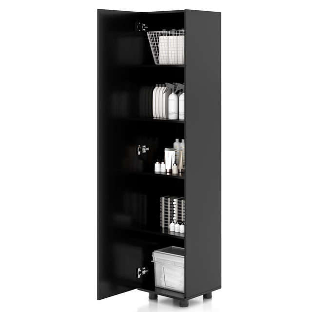 75"H Narrow Pantry Storage Cabinet Single Door with Adjustable Shelves, Freestanding Utility Organizer for Garage, Laundry Room, Pantry, or Office
