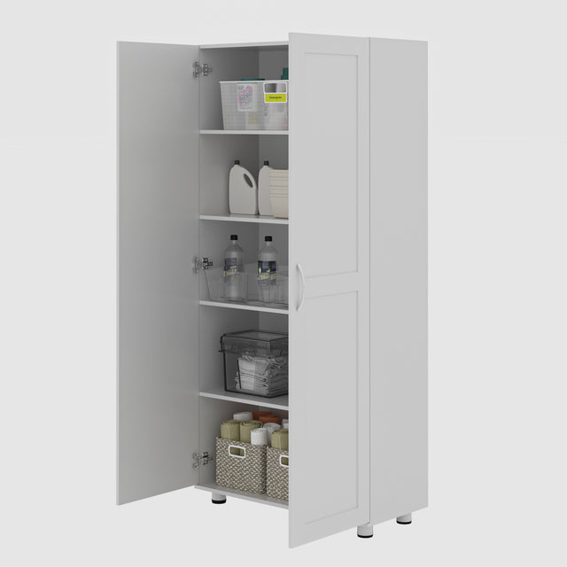 75" Tall Home Storage Cabinet, 3 Adjustable Shelves, Freestanding Utility Cupboard with Doors – For Pantry, Laundry, Office, or Garage