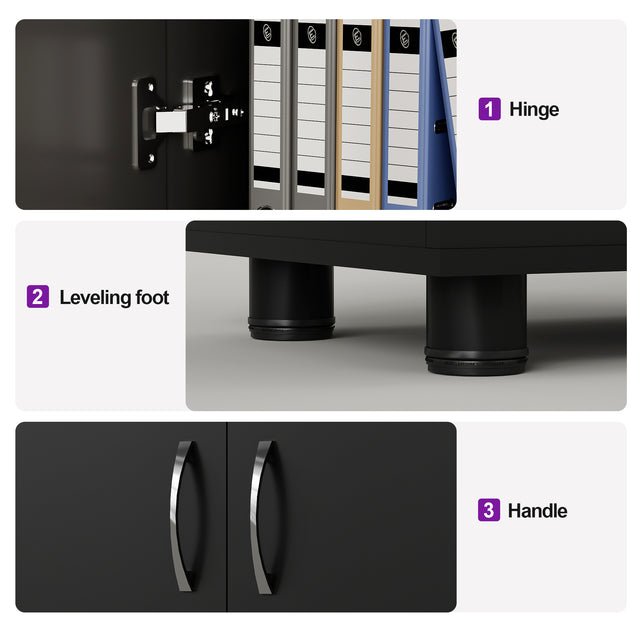 75" H Asymmetrical Storage Cabinet with Adjustable Shelves and Utility Compartment