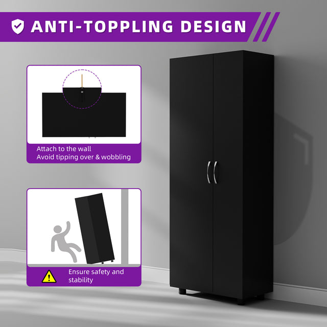 75" H Asymmetrical Storage Cabinet with Adjustable Shelves and Utility Compartment