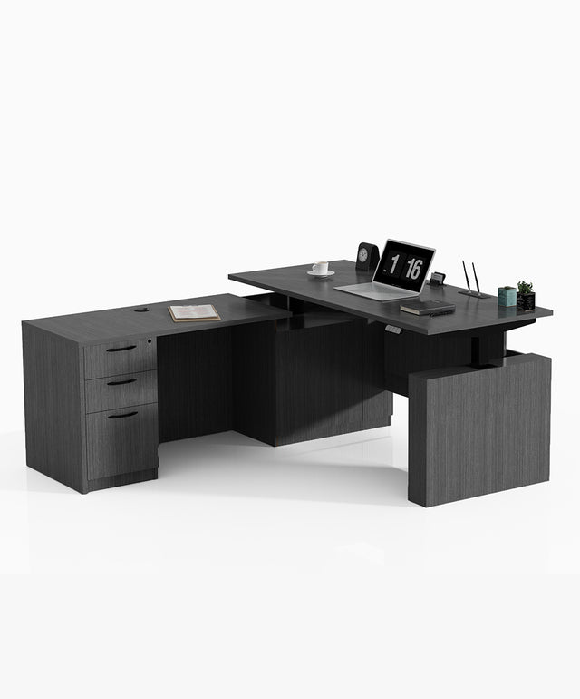 GINO Collection | 76.77'' Height Adjustable Executive Standing desk with Cabinets