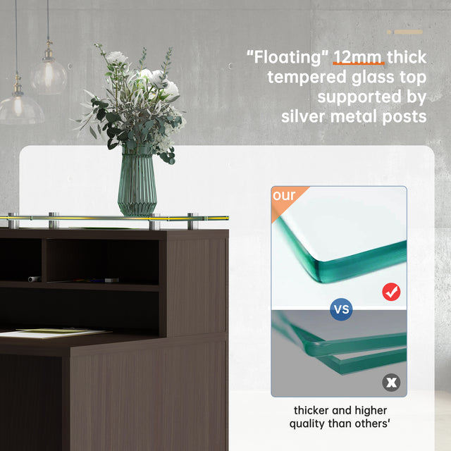 GINO Collection | Rectangular Glass Reception Desk