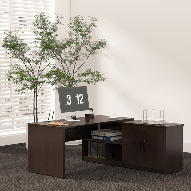 GINO Collection | Modern L-shaped Executive Office Desk with Side Cabinet