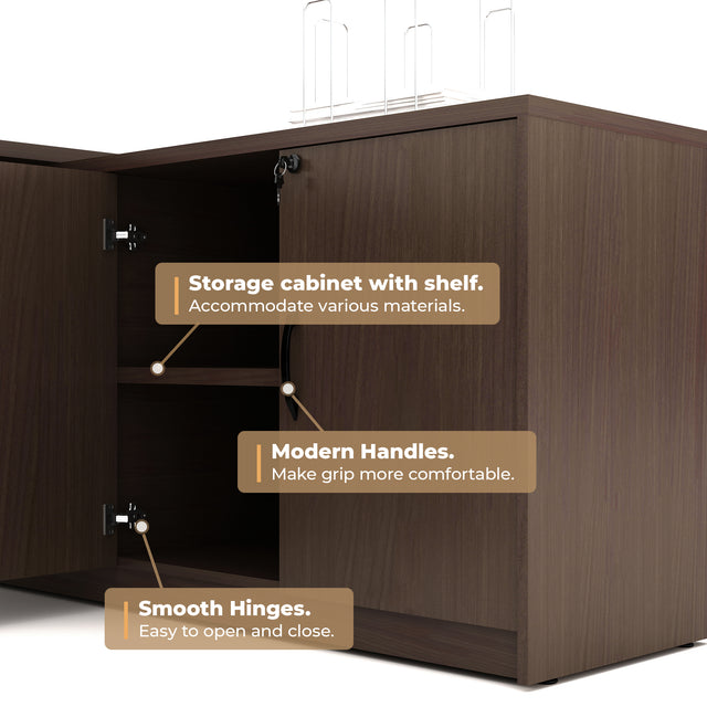 GINO Collection | Modern L-shaped Executive Office Desk with Side Cabinet