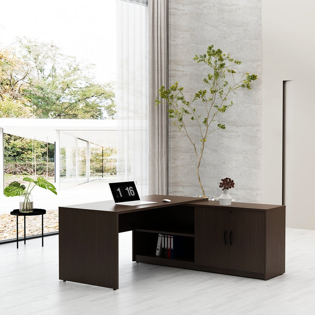 GINO Collection | Modern L-shaped Executive Office Desk with Side Cabinet