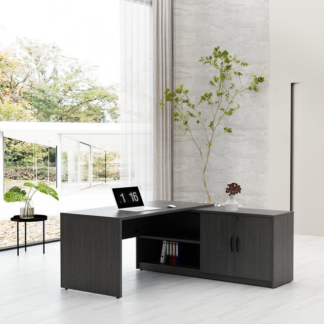 GINO Collection | Modern L-shaped Executive Office Desk with Side Cabinet
