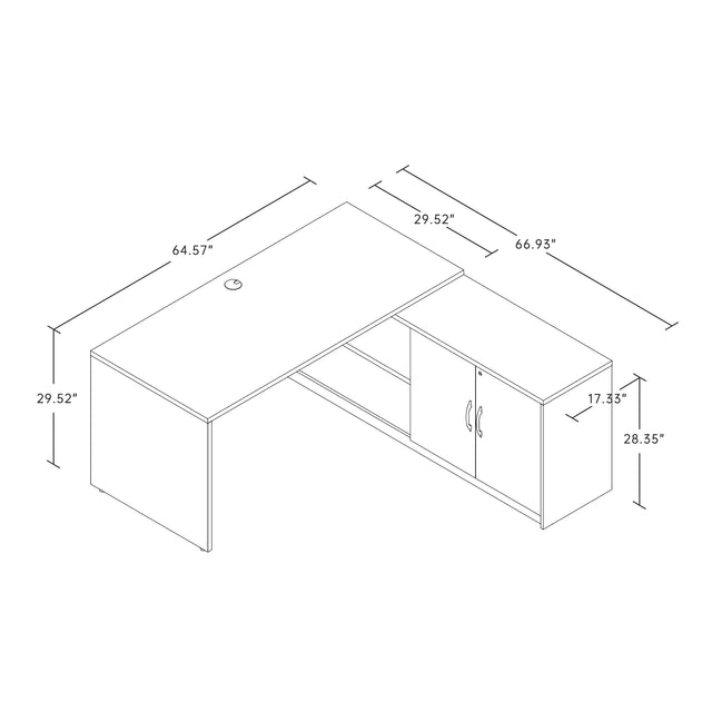 GINO Collection | Modern L-shaped Executive Office Desk with Side Cabinet