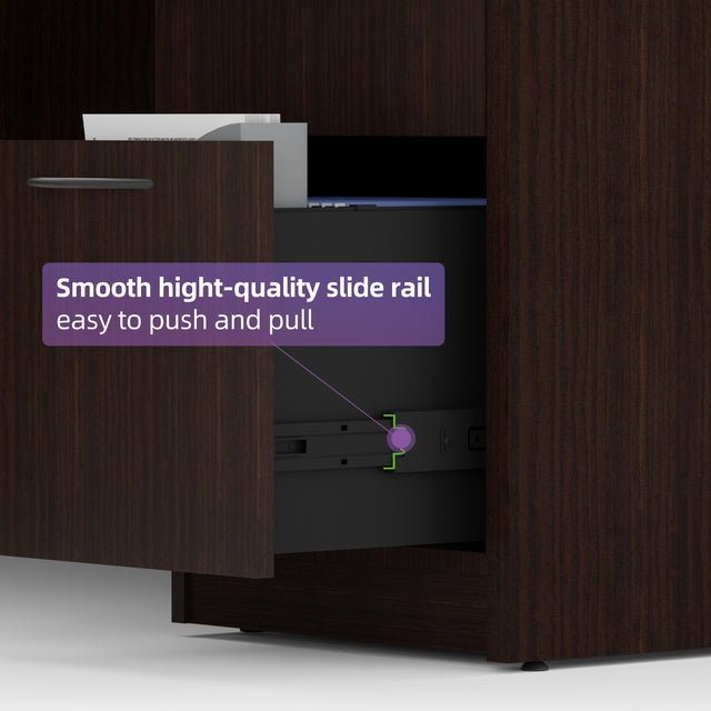 GINO Collection | L-shaped Executive Office Desk with 3 Drawer Cabinet and Side Cabinet