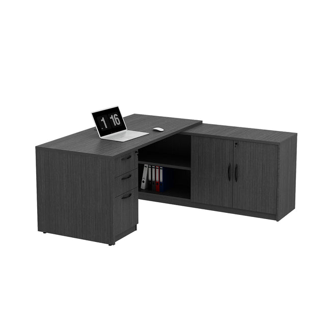 GINO Collection | L-shaped Executive Office Desk with 3 Drawer Cabinet and Side Cabinet