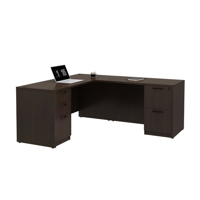 GINO Collection | L-shaped Executive Office Desk with 3 Drawer Cabinet and 2 Drawer Cabinet