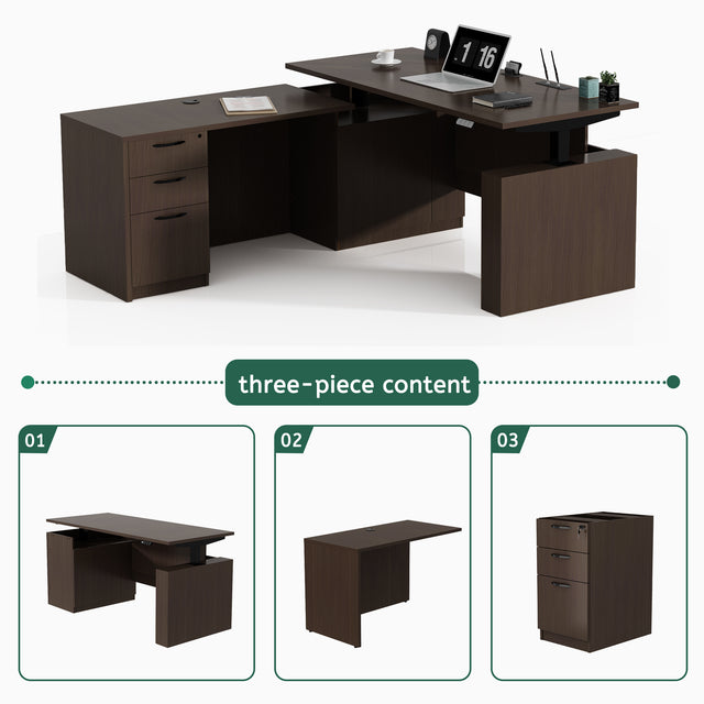 GINO Collection | 76.77'' Height Adjustable Executive Standing desk with Cabinets