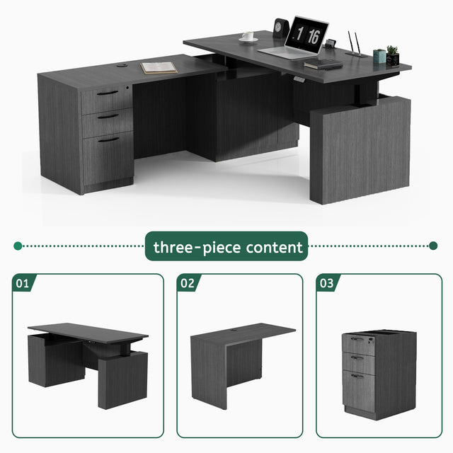 GINO Collection | 76.77'' Height Adjustable Executive Standing desk with Cabinets