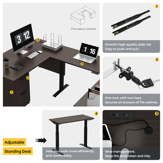GINO Collection | Modern Bow Front U-shaped Height Adjustable Electric Executive Desk