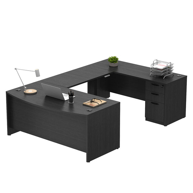 GINO Collection | Modern Bow Front U-shaped Height Adjustable Electric Executive Desk