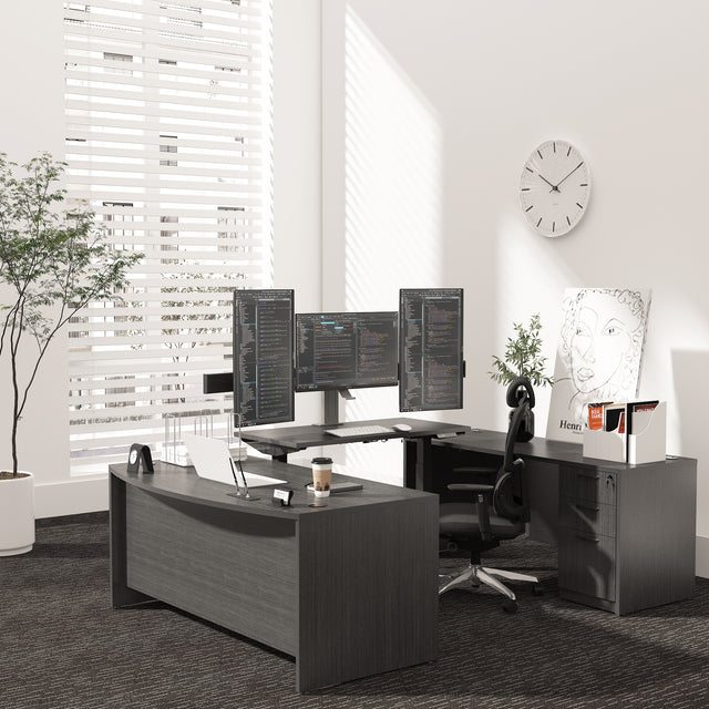 GINO Collection | Modern Bow Front U-shaped Height Adjustable Electric Executive Desk