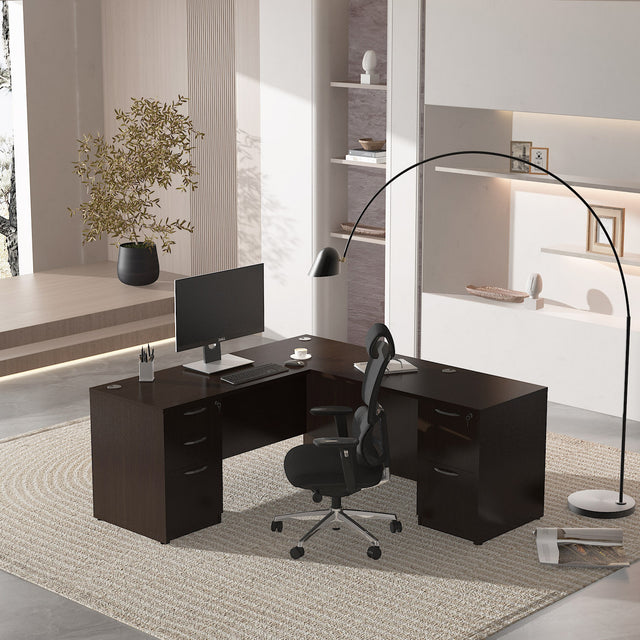 GINO Collection | Modern Rectangular Front L-shaped Executive Desk