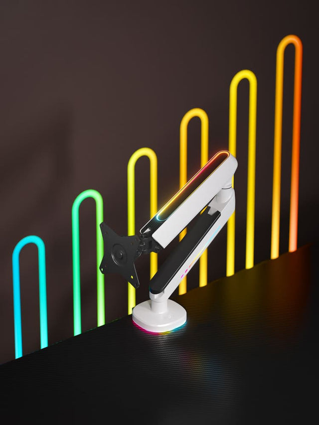 RGB Lighting Gaming Monitor Arm with BUILT-IN CONTROL BUTTON