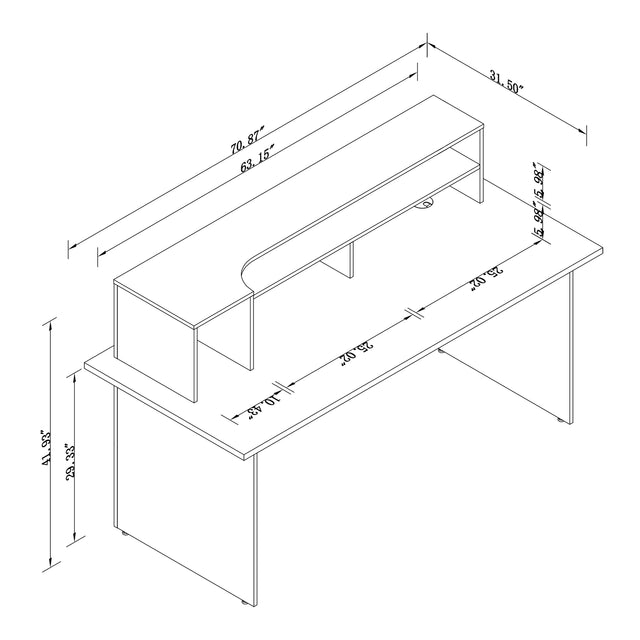 ALFA Rectangle Manufactured Wood Reception Desk with Open Shelves — 71" Wide Front Desk with Cable Management and Privacy Panel