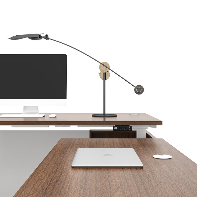 U-Shaped Adjustable Height Executive Standing Desk With 3 Drawer Pedestal