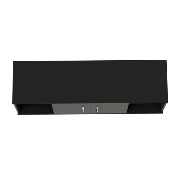 2-Door Storage TV Stand with Open Cubbies for Living Roomor Bedroom | Shoe Organizer Bench for Entryway