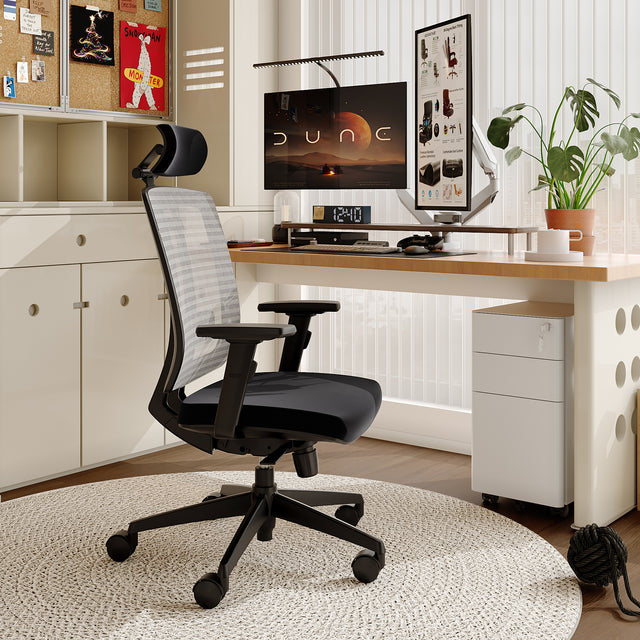 🪑 + 🖥️Ergonomic Office Chair & L-Shape Executive Standing Desk Bundle – Complete Workspace Solution