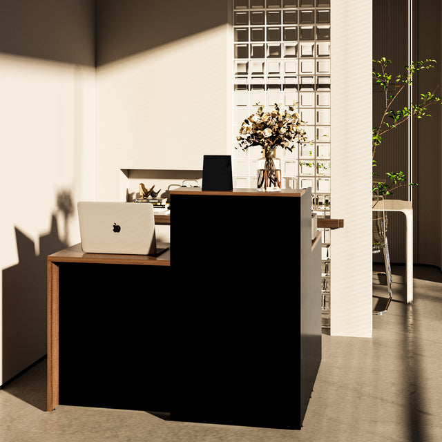L-Shaped Manufactured Wood Reception Desk
