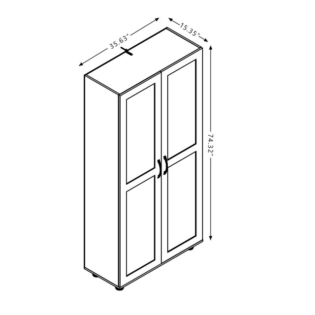 75" Tall Garage Storage Cabinet with 3 Adjustable Shelves, Freestanding Tall Utility Cabinet with Doors for Garage, Laundry Room, Pantry, or Office