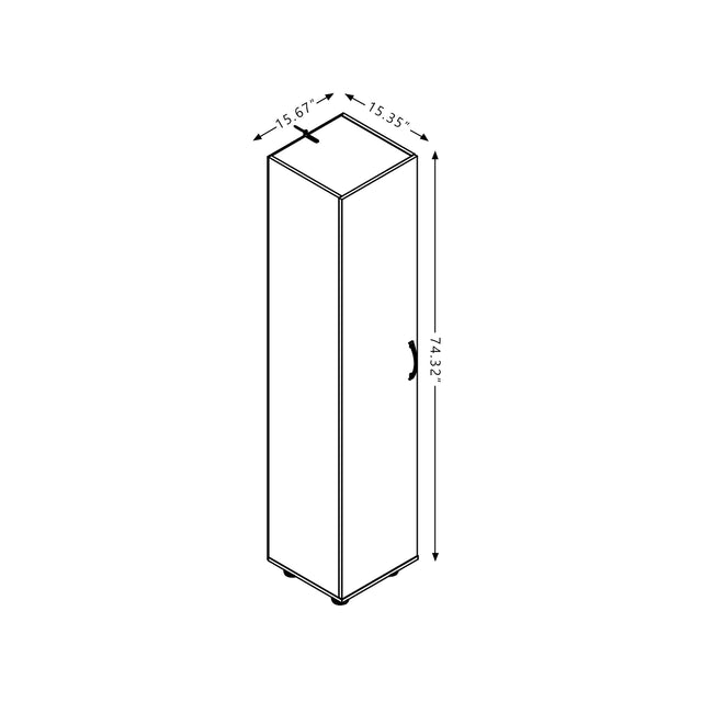 75"H Narrow Pantry Storage Cabinet Single Door with Adjustable Shelves, Freestanding Utility Organizer for Garage, Laundry Room, Pantry, or Office